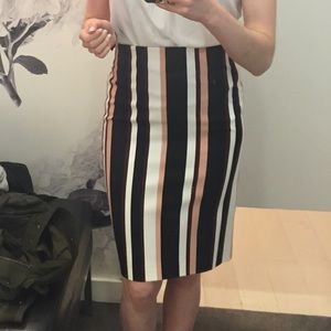 Multi-colored Stripe Pencil Skirt